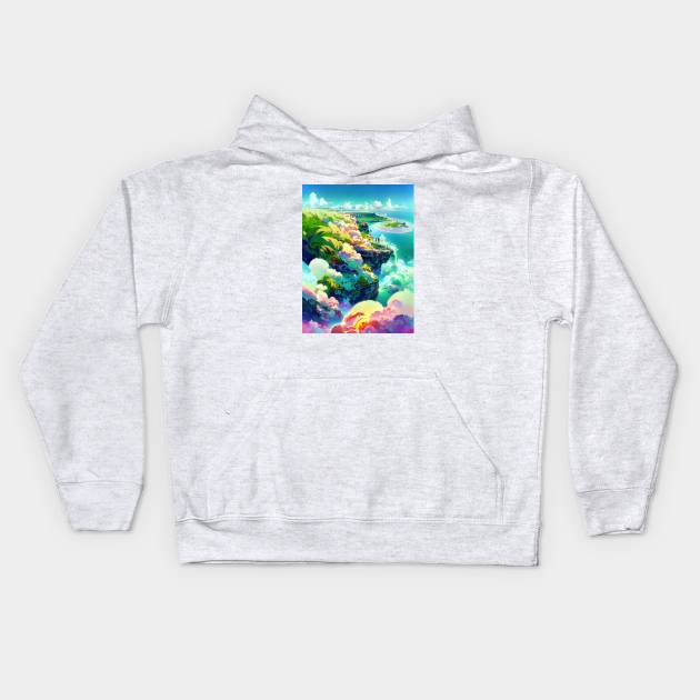 Fantasy Cliffs Kids Hoodie by Holosomnia